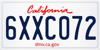 CA license plate 6XXC072