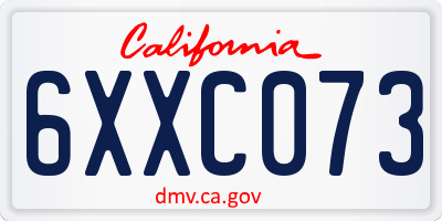 CA license plate 6XXC073