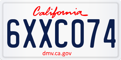 CA license plate 6XXC074