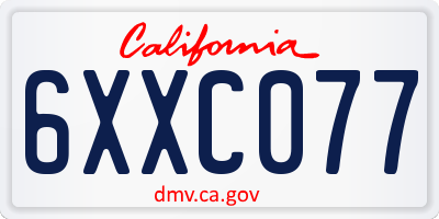 CA license plate 6XXC077