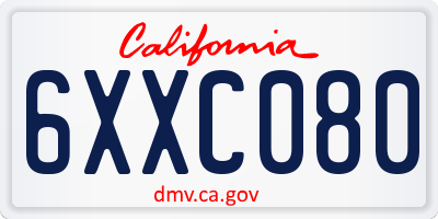 CA license plate 6XXC080