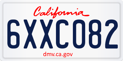 CA license plate 6XXC082