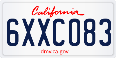 CA license plate 6XXC083