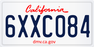 CA license plate 6XXC084