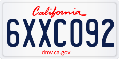 CA license plate 6XXC092