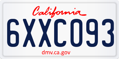CA license plate 6XXC093