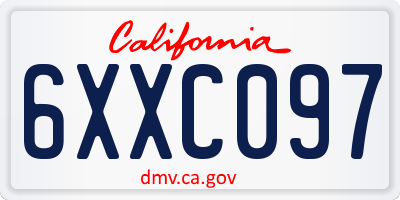 CA license plate 6XXC097