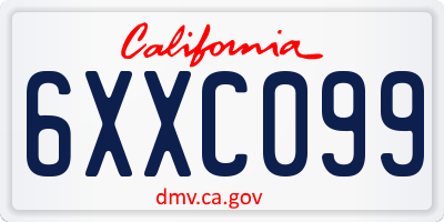 CA license plate 6XXC099