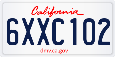 CA license plate 6XXC102
