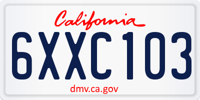 CA license plate 6XXC103