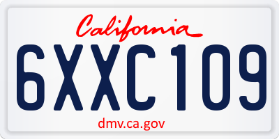 CA license plate 6XXC109