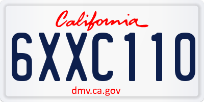 CA license plate 6XXC110