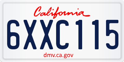 CA license plate 6XXC115
