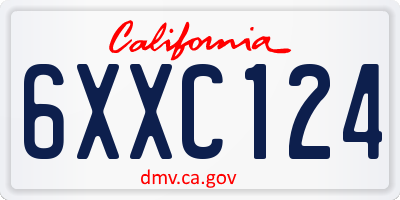 CA license plate 6XXC124