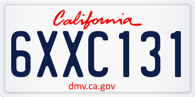 CA license plate 6XXC131