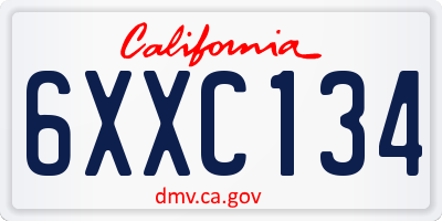 CA license plate 6XXC134