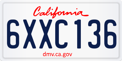 CA license plate 6XXC136