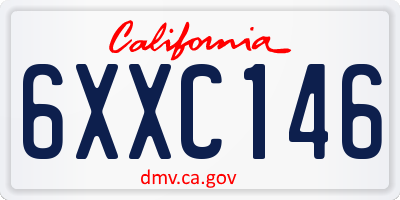 CA license plate 6XXC146