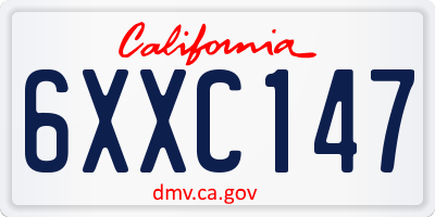 CA license plate 6XXC147