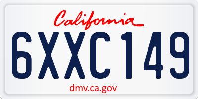 CA license plate 6XXC149