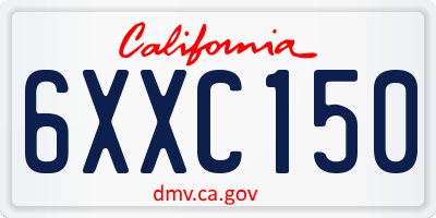 CA license plate 6XXC150