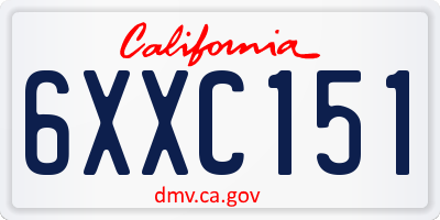 CA license plate 6XXC151