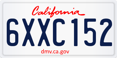 CA license plate 6XXC152