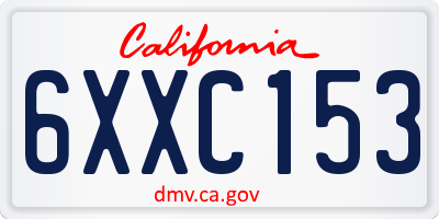 CA license plate 6XXC153