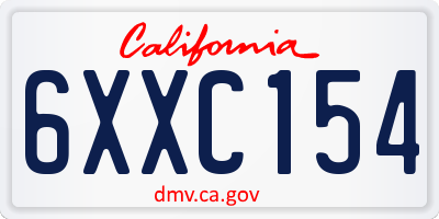 CA license plate 6XXC154