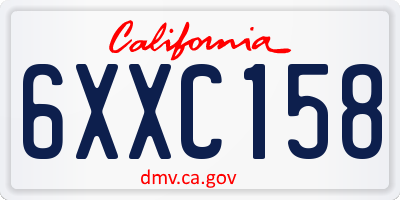 CA license plate 6XXC158