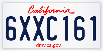 CA license plate 6XXC161