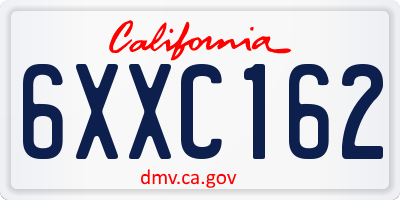 CA license plate 6XXC162