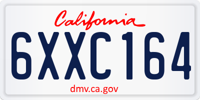 CA license plate 6XXC164
