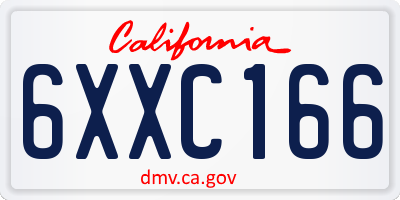 CA license plate 6XXC166
