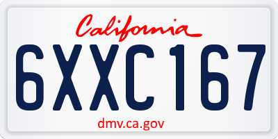 CA license plate 6XXC167
