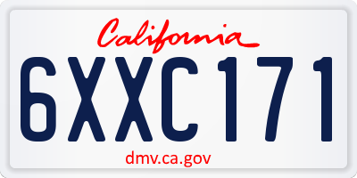 CA license plate 6XXC171