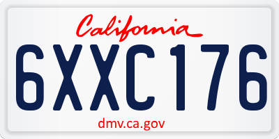 CA license plate 6XXC176