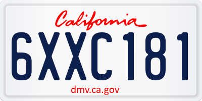 CA license plate 6XXC181