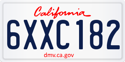 CA license plate 6XXC182