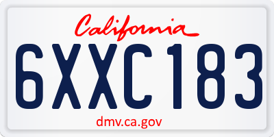 CA license plate 6XXC183