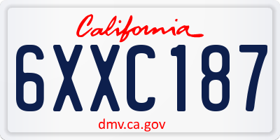 CA license plate 6XXC187