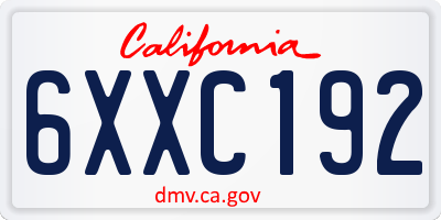 CA license plate 6XXC192