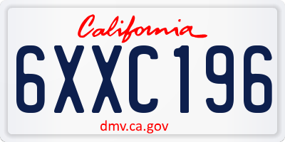 CA license plate 6XXC196