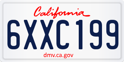 CA license plate 6XXC199