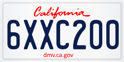CA license plate 6XXC200