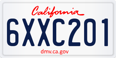 CA license plate 6XXC201