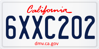 CA license plate 6XXC202