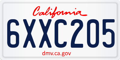 CA license plate 6XXC205