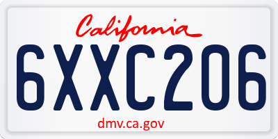 CA license plate 6XXC206