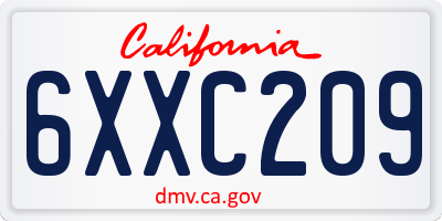 CA license plate 6XXC209